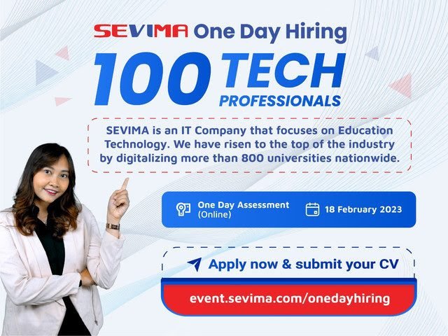 EDUCATION TECHNOLOGY “SEVIMA’ BUKA LOWONGAN 100 TALENTA IT
