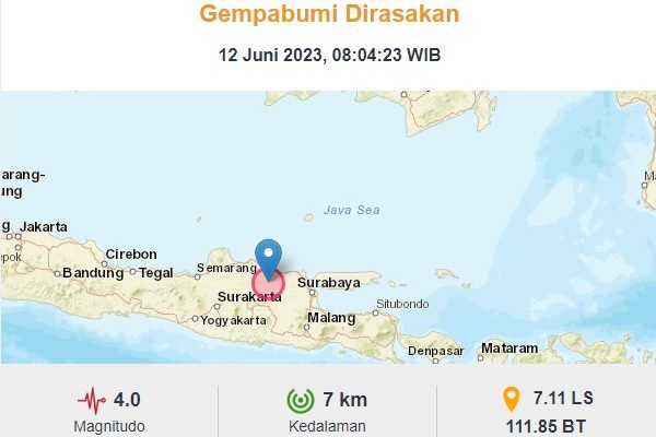 GEMPA 4,0 MAGNITUDO GUNCANG BOJONEGORO
