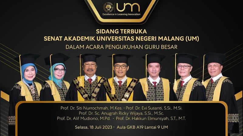 UNIVERSITAS NEGERI MALANG KUKUHKAN 5 PROFESOR SEKALIGUS