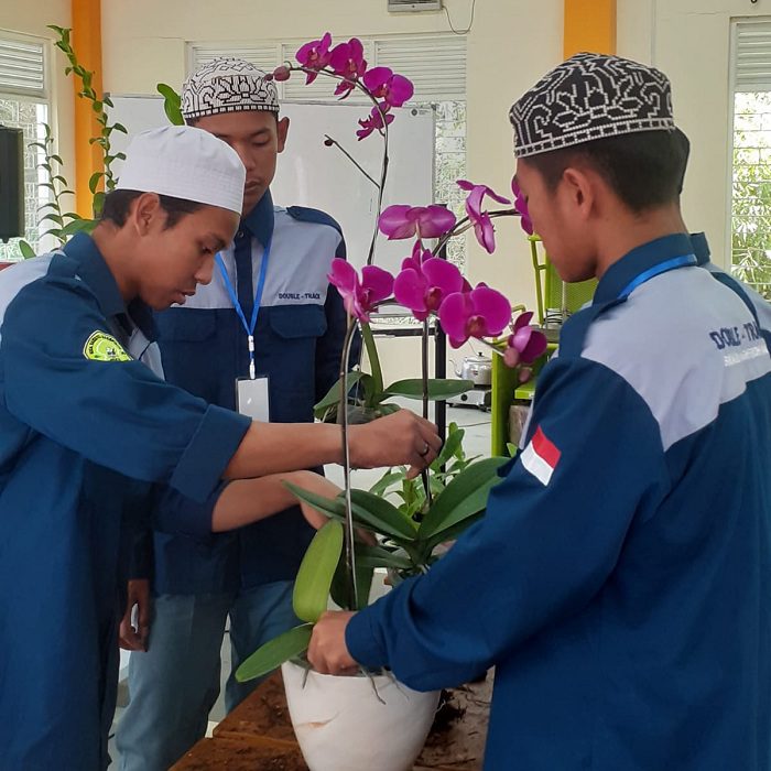 Santri Ponpes Bahrul Maghfiroh merawat anggrek
