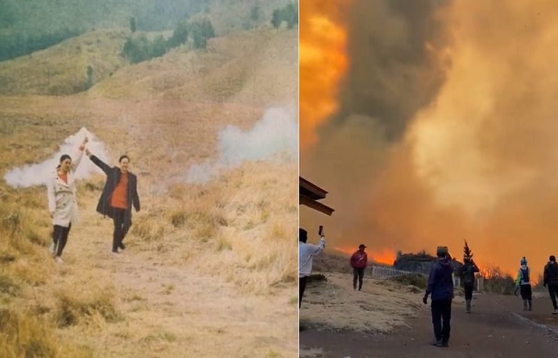KEBAKARAN MELUAS, SELURUH PINTU MASUK MENUJU BROMO DITUTUP TOTAL