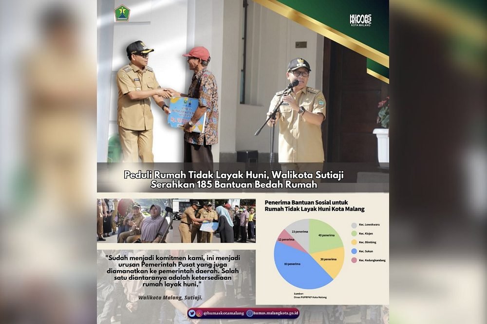 PEDULI RTLH, WALI KOTA SUTIAJI SERAHKAN RATUSAN BANTUAN BEDAH RUMAH