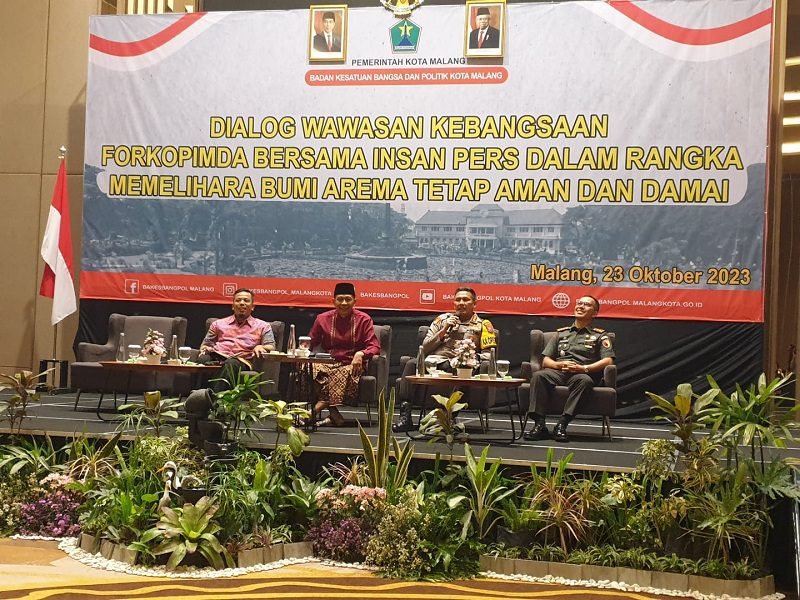 GELAR DIALOG WAWASAN KEBANGSAAN, FORKOPIMDA MALANG BERSAMA INSAN PERS JAGA BHUMI AREMA DAMAI