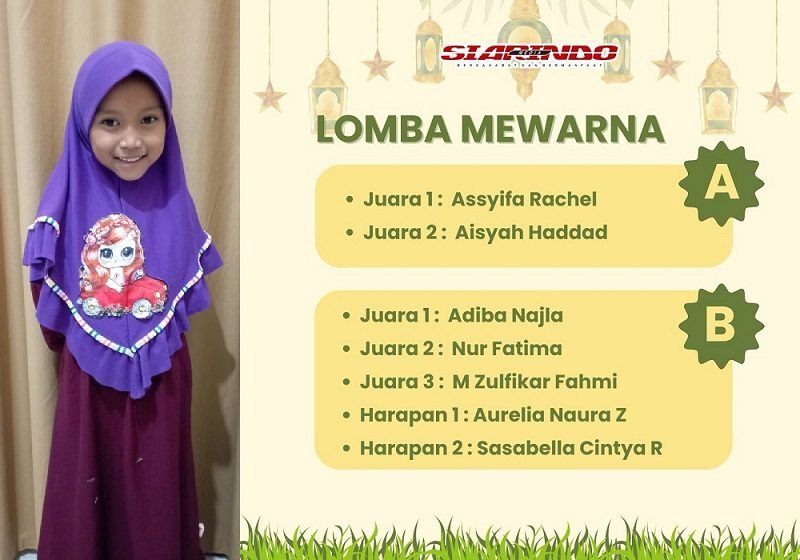 ADIBA NAJLA BERHASIL RAIH JUARA PERTAMA LOMBA MEWARNA ONLINE TINGKAT SD SE-NASIONAL