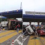 KECELAKAAN BERUNTUN LIBATKAN LIMA MOBIL DI GERBANG TOL HALIM UTAMA