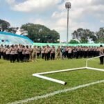 POLISI GELAR APEL GABUNGAN PENGAMANAN CHARITY GAME SEPAK BOLA LEGENDS