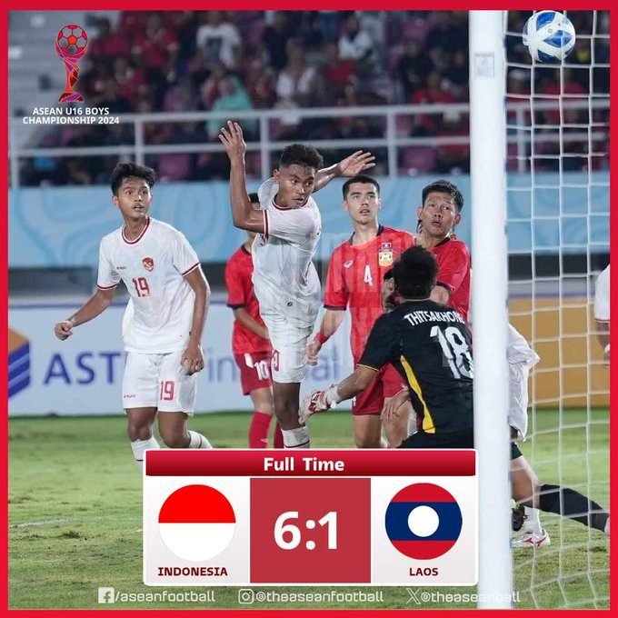 PIALA AFF U-16: INDONESIA HAJAR LAOS 6-1