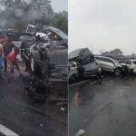 TABRAKAN BERUNTUN DI TOL PURBALEUNYI, SEJUMLAH MOBIL TERBALIK