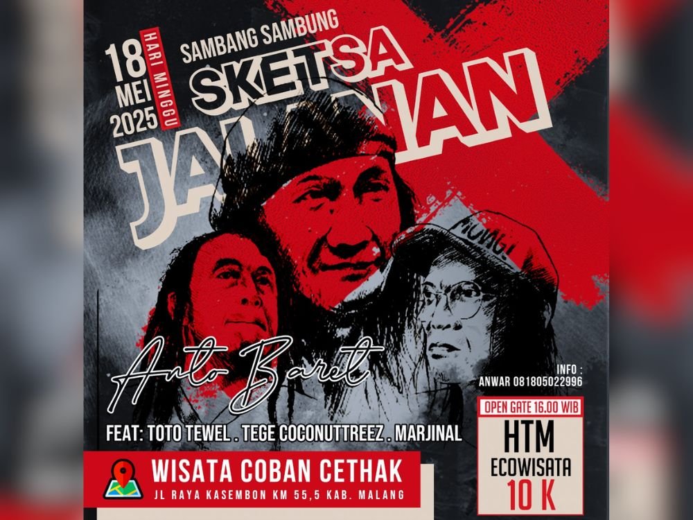 PERSEMBAHAN SPESIAL WANA WISATA COBAN KETHAK, KONSER SAMBANG SAMBUNG SKETSA JALANAN BERSAMA ANTO BARET DAN PARA MUSISI LEGENDARIS
