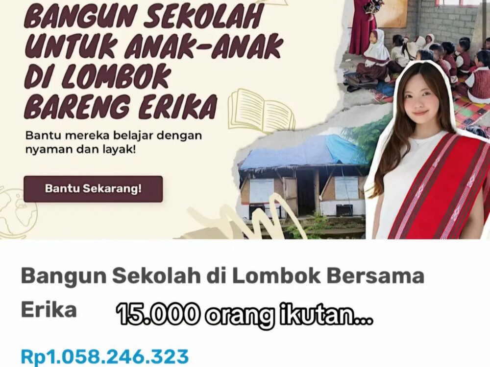 ERIKA RICHARDO RENOVASI SEKOLAH DI LOMBOK BERHASIL KUMPULKAN RP1 MILIAR DALAM 5 HARI