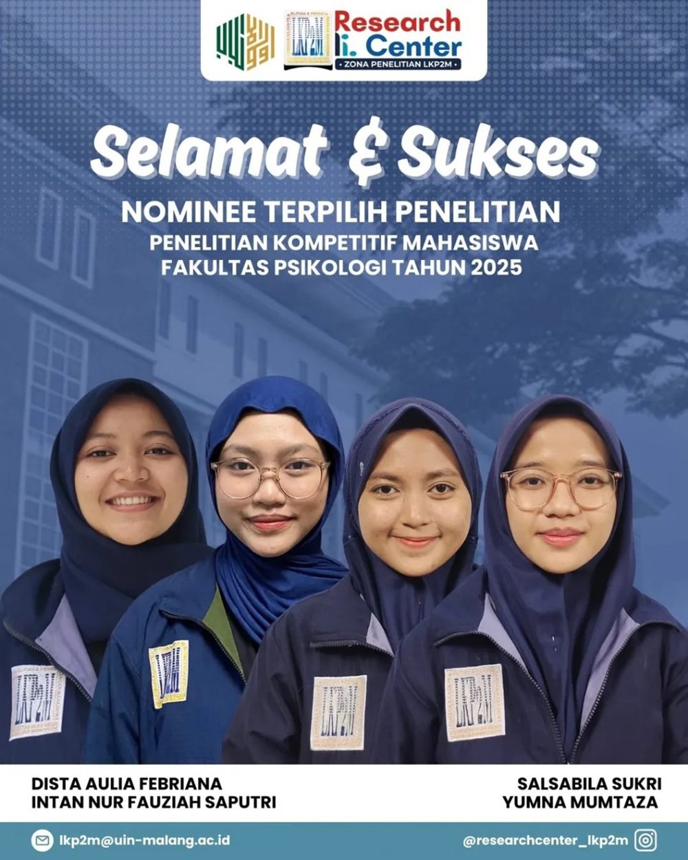 YUMNA MUMTAZA, MAHASISWI PSIKOLOGI UIN MALANG, LOLOS PROGRAM PKM DAN RAIH DANA PENELITIAN RP 4,5 JUTA